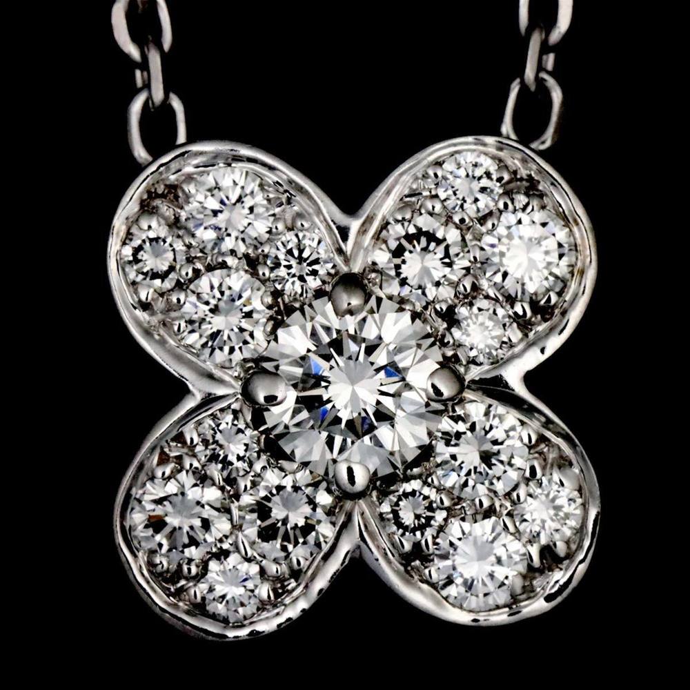 Van Cleef & Arpels Trefle Diamond Necklace 42cm K18 WG White Gold 750 - Picture 6 of 7